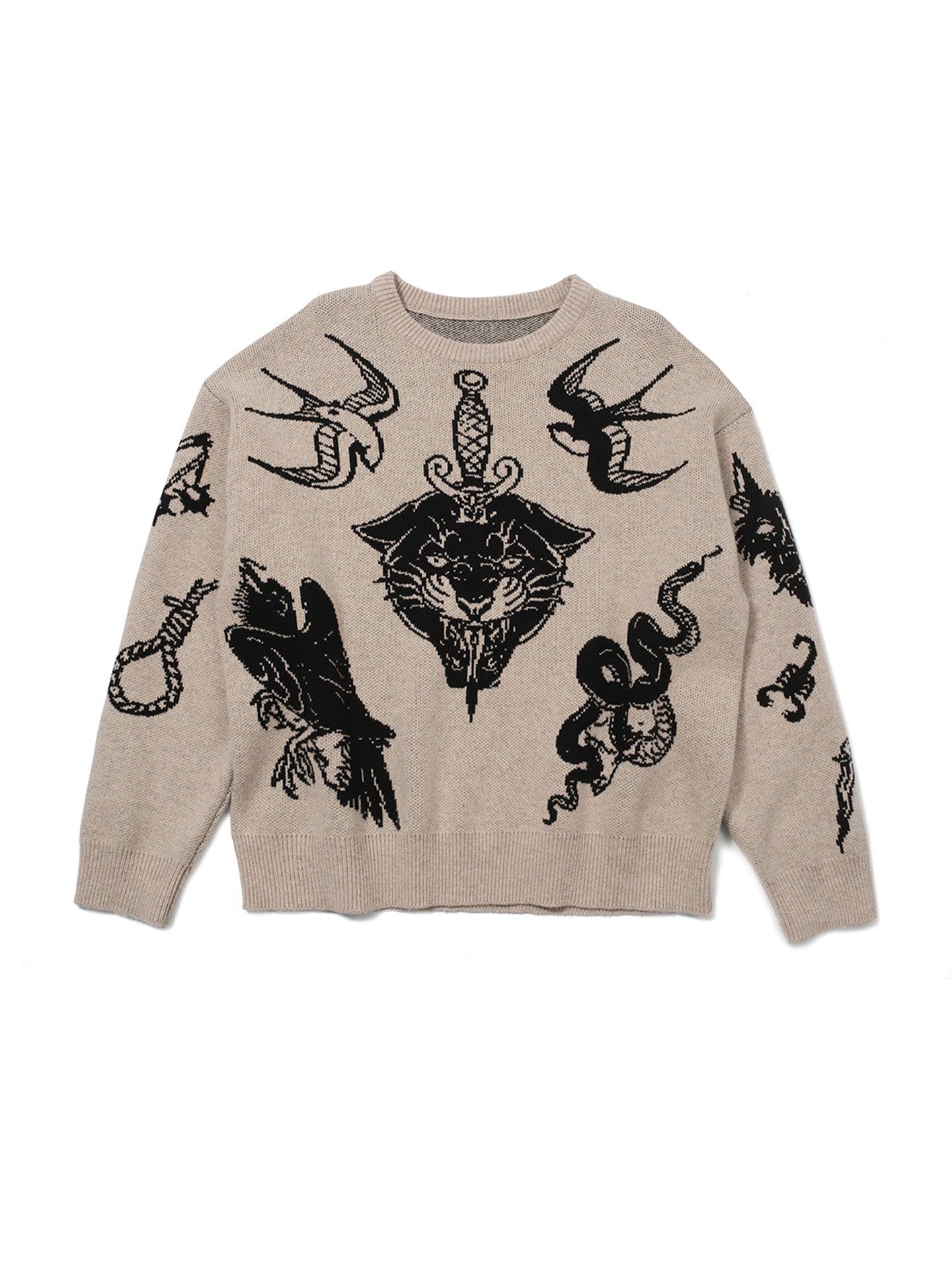 PETER DO ピーター ドゥー 20AW Tattoo Knit タートルネック タトゥーニットセーター PD-FW20-725 ベージュ S PETER DO ピーター ドゥー 20AW Tattoo Knit タートルネック タトゥー