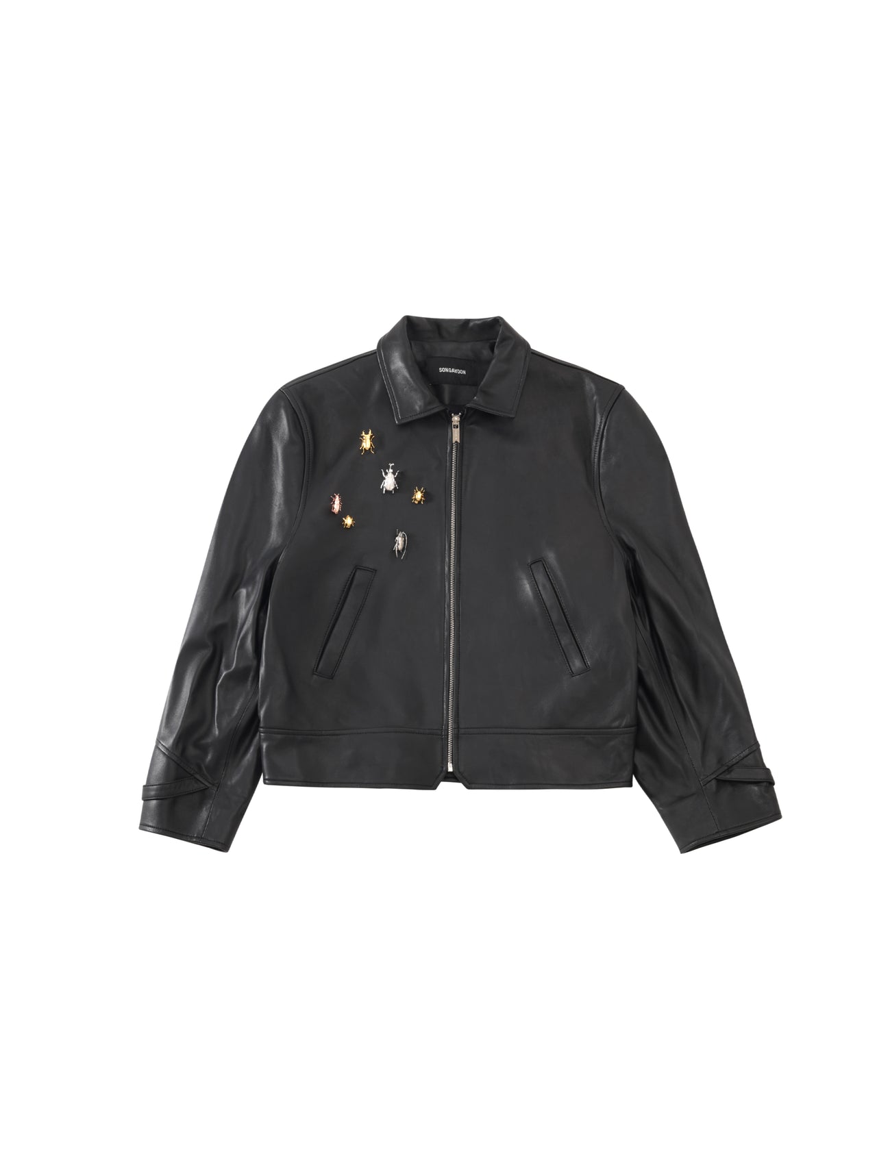 Brooch lambskin jacket