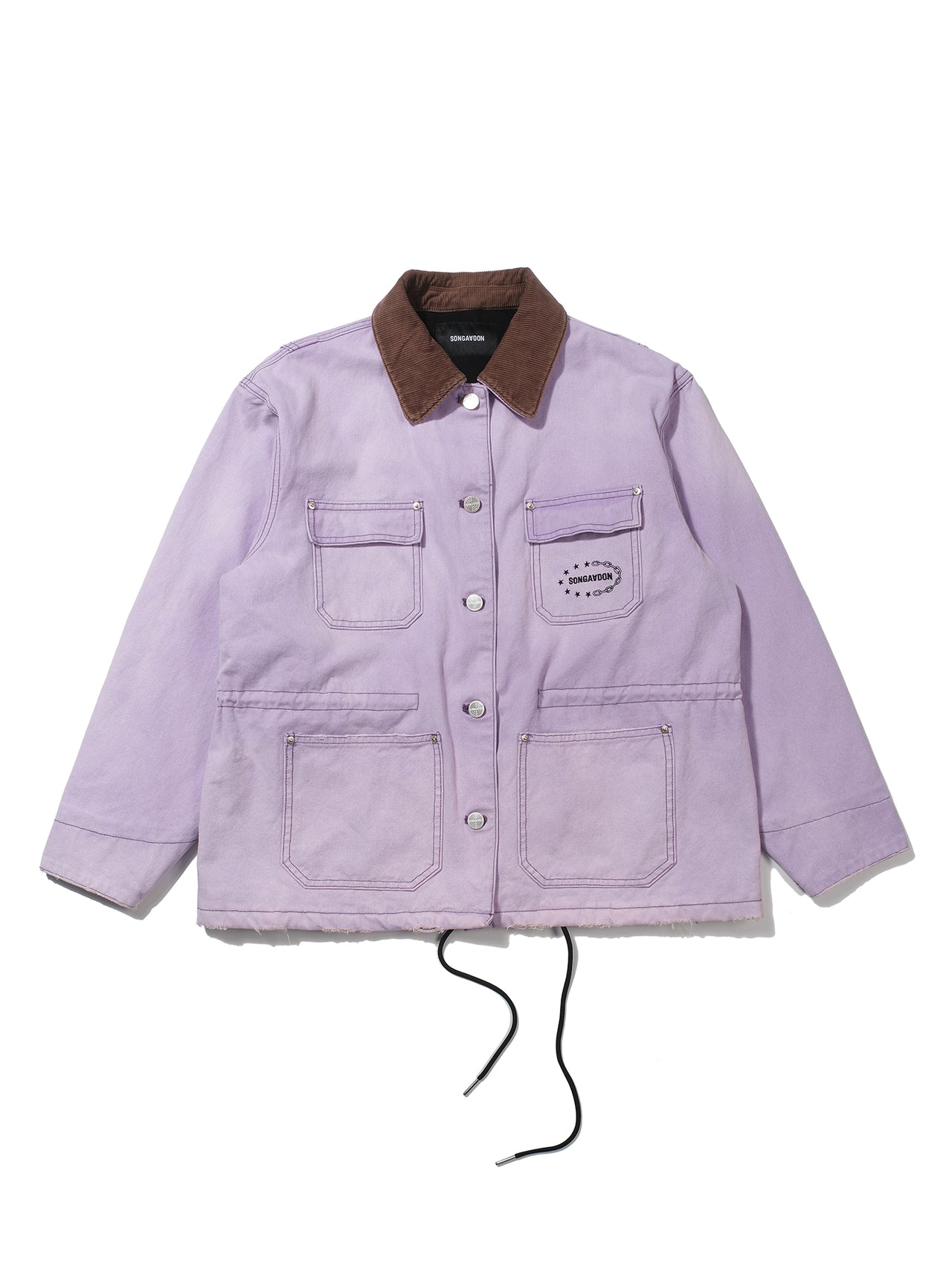 Washed distressed corduroy collar jacket