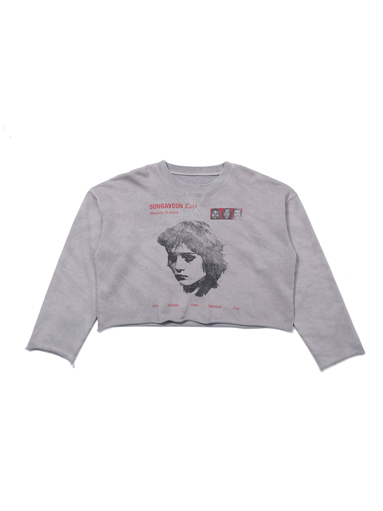 Babsi portrait printed washed pullover hoodie