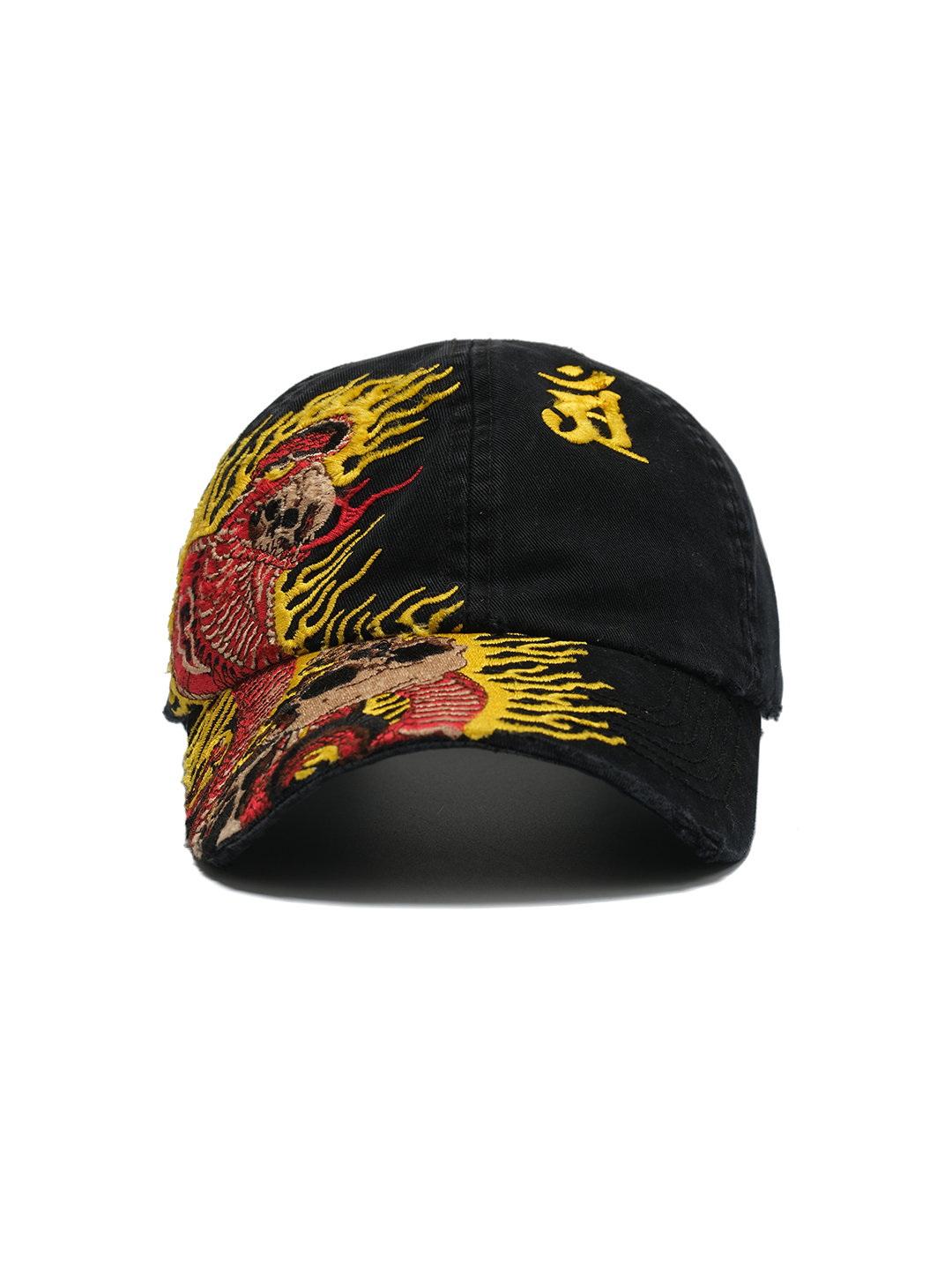 Snake/Sanskrit Embroidered Peaked Cap