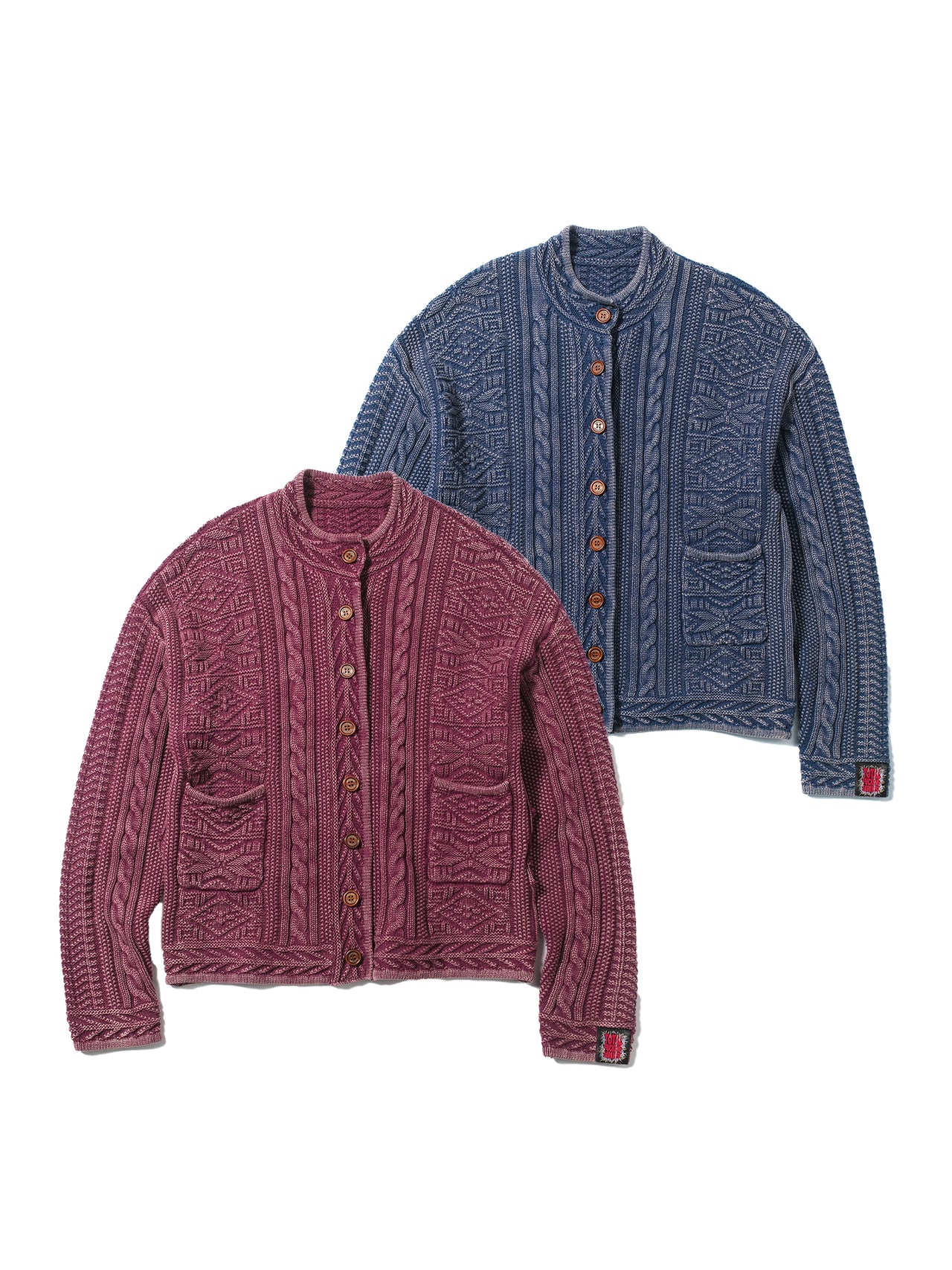 Knitted washed pure cotton cardigan sweater