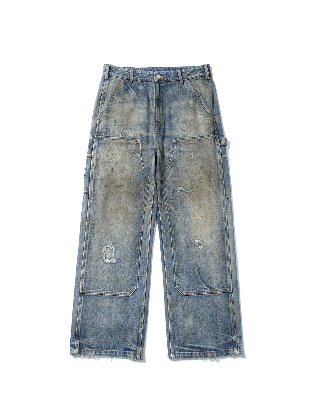 Dirty jeans with stained knees