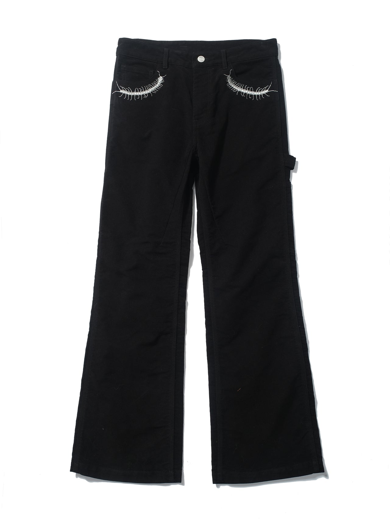Centipede Embroidered Moleskin bell-bottoms