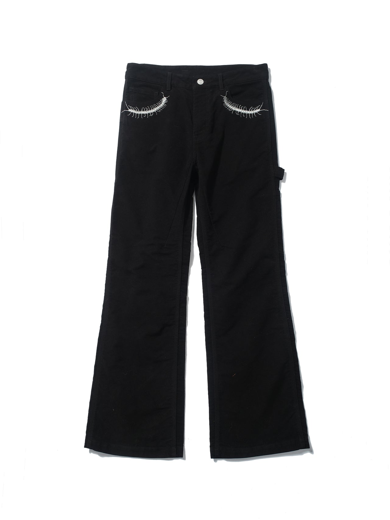 Centipede Embroidered Moleskin bell-bottoms