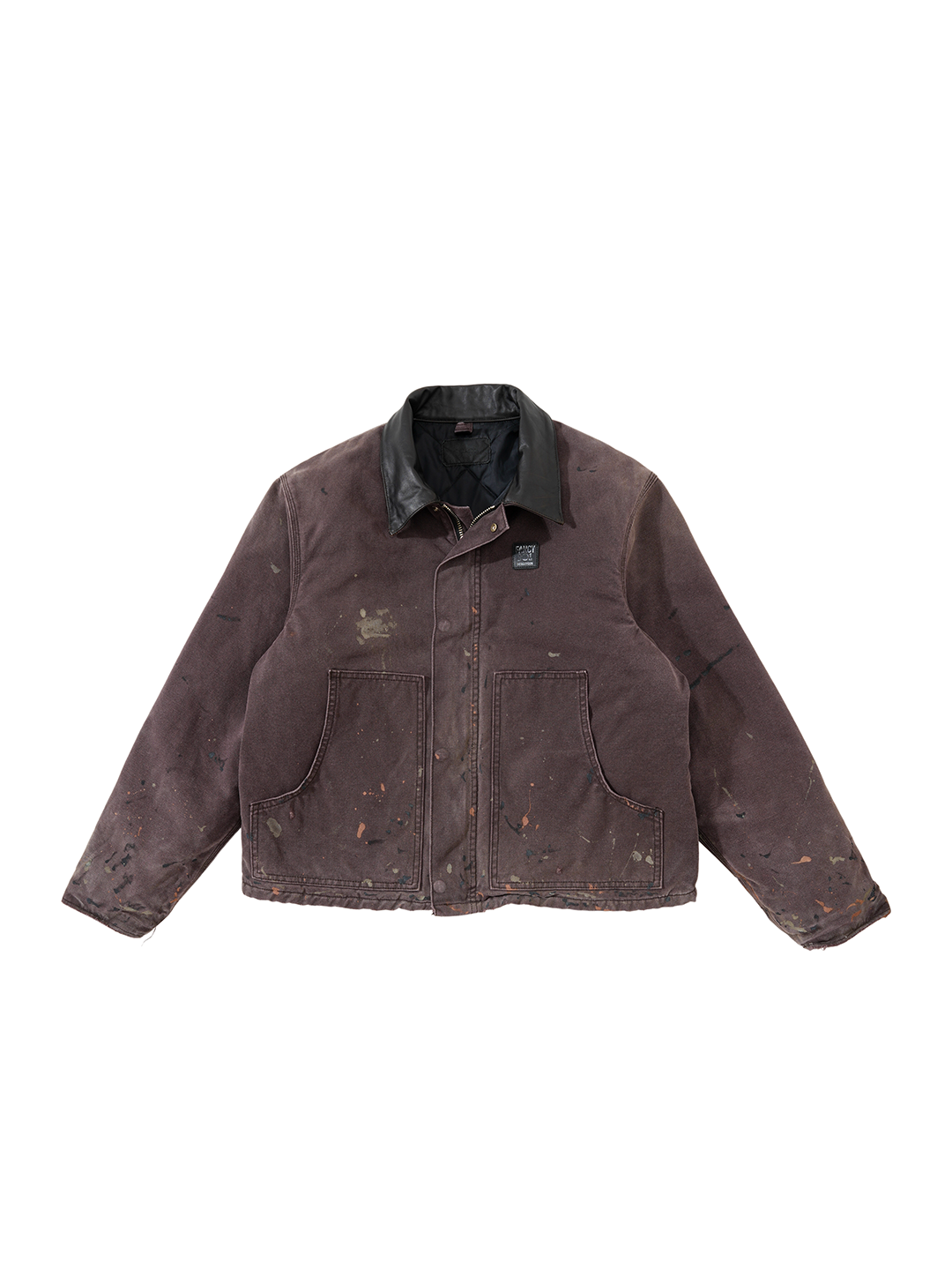 Leather collar Canvas Quilted Jacket