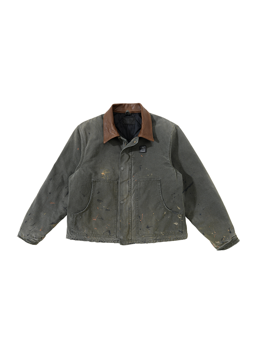 Leather collar Canvas Quilted Jacket